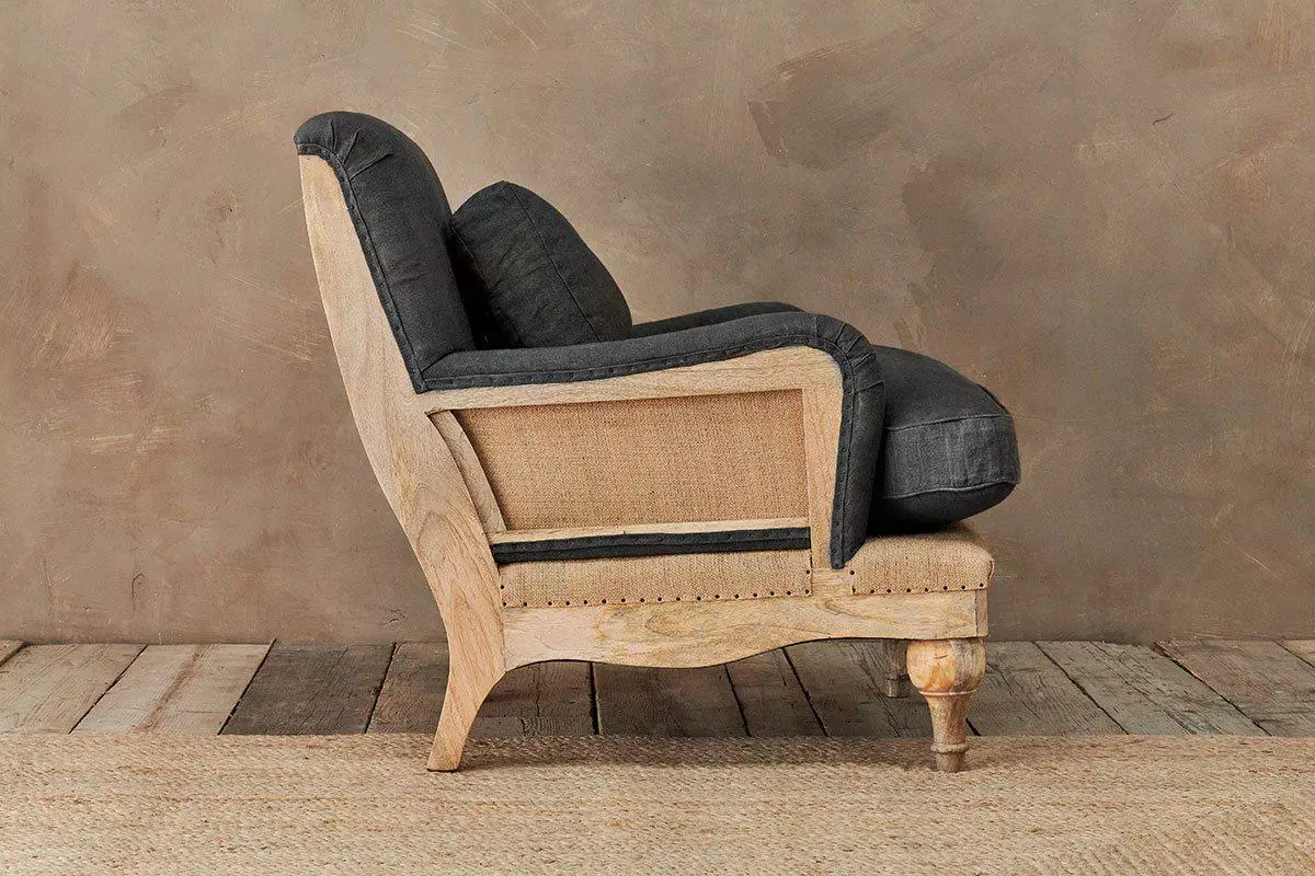 Nkuku Abe Linen Armchair - Charcoal 4 Nkuku Abe Linen Armchair - Charcoal