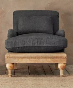Nkuku Abe Linen Armchair - Charcoal