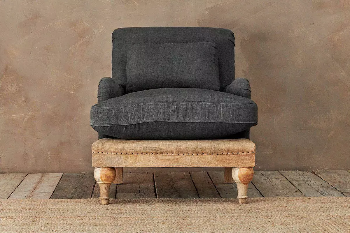 Nkuku Abe Linen Armchair - Charcoal 3 Nkuku Abe Linen Armchair - Charcoal