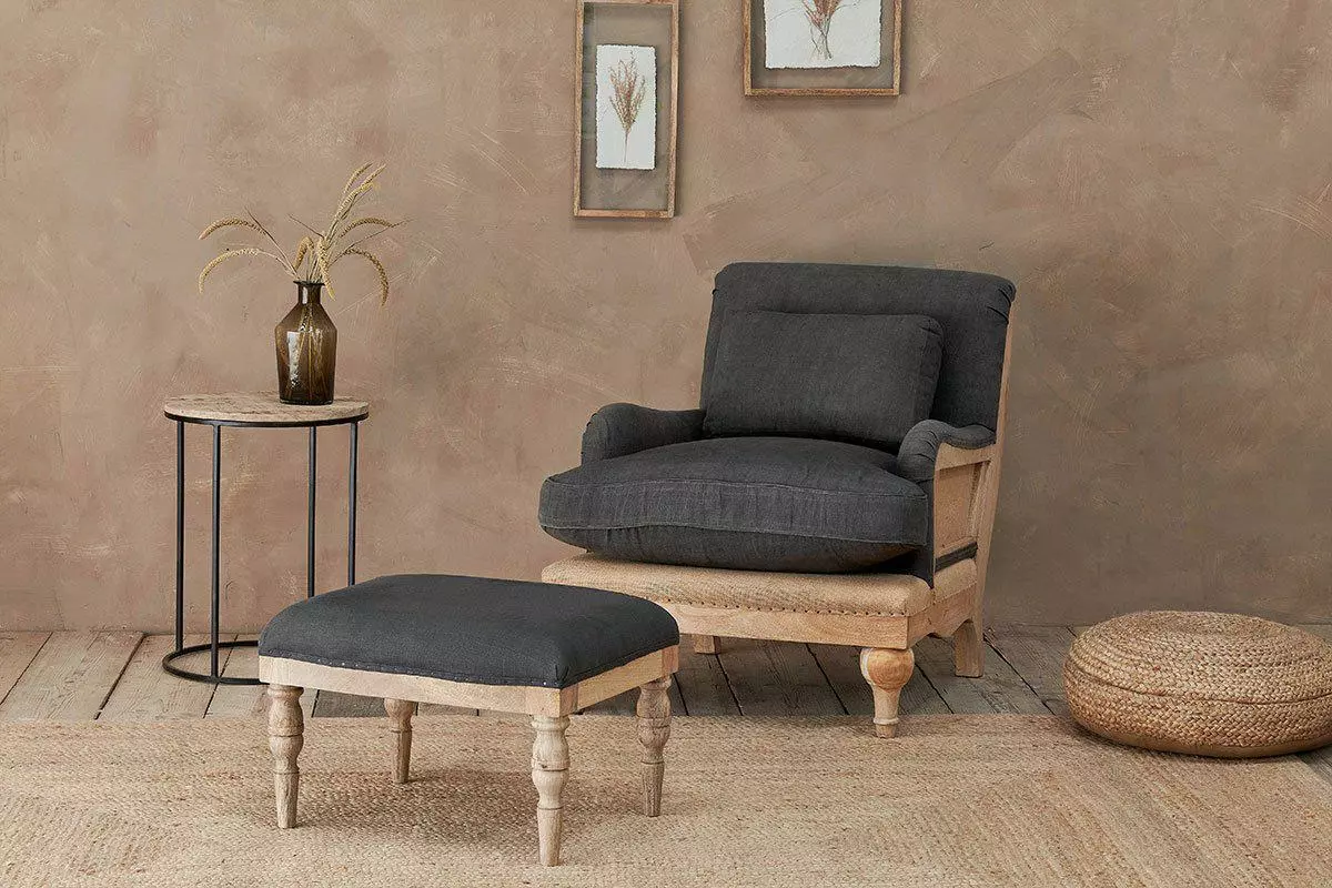 Nkuku Abe Linen Armchair - Charcoal 9 Nkuku Abe Linen Armchair - Charcoal