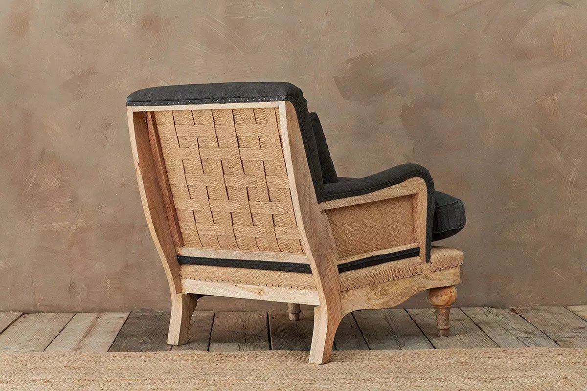 Nkuku Abe Linen Armchair - Charcoal 5 Nkuku Abe Linen Armchair - Charcoal
