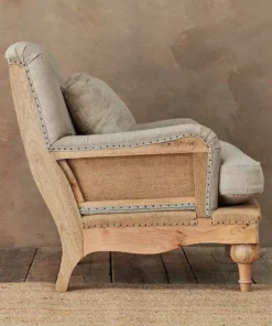Nkuku Abe Linen Armchair - Stone Living Room