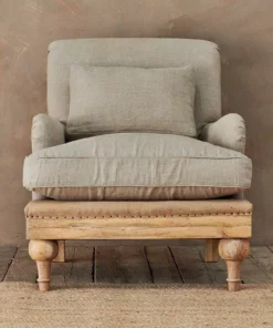 Nkuku Abe Linen Armchair - Stone Living Room