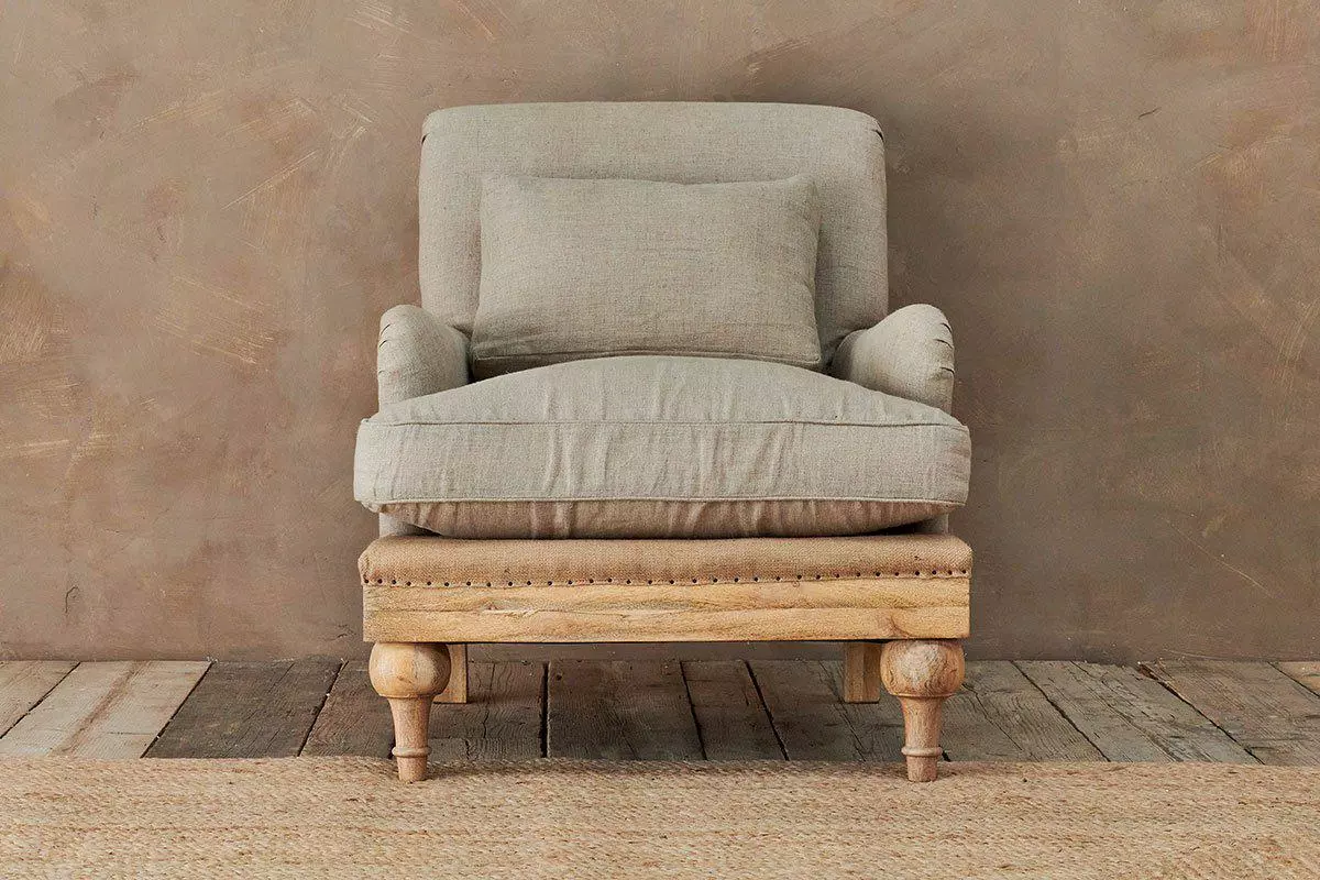 Nkuku Abe Linen Armchair - Stone Living Room 3 Nkuku Abe Linen Armchair - Stone Living Room