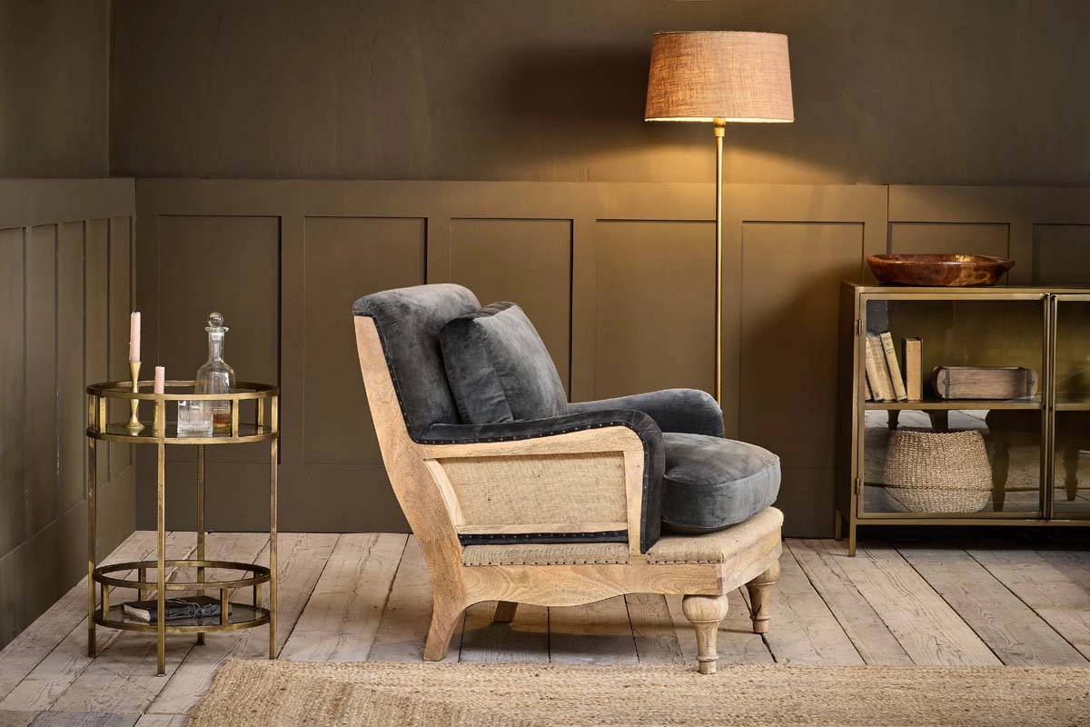 Nkuku Abe Velvet Armchair - Moss Living Room 5 Nkuku Abe Velvet Armchair - Moss Living Room