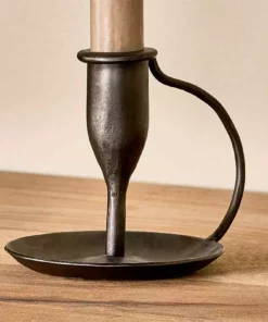 Nkuku New Arrivals Ada Iron Candlestick - Antique Black