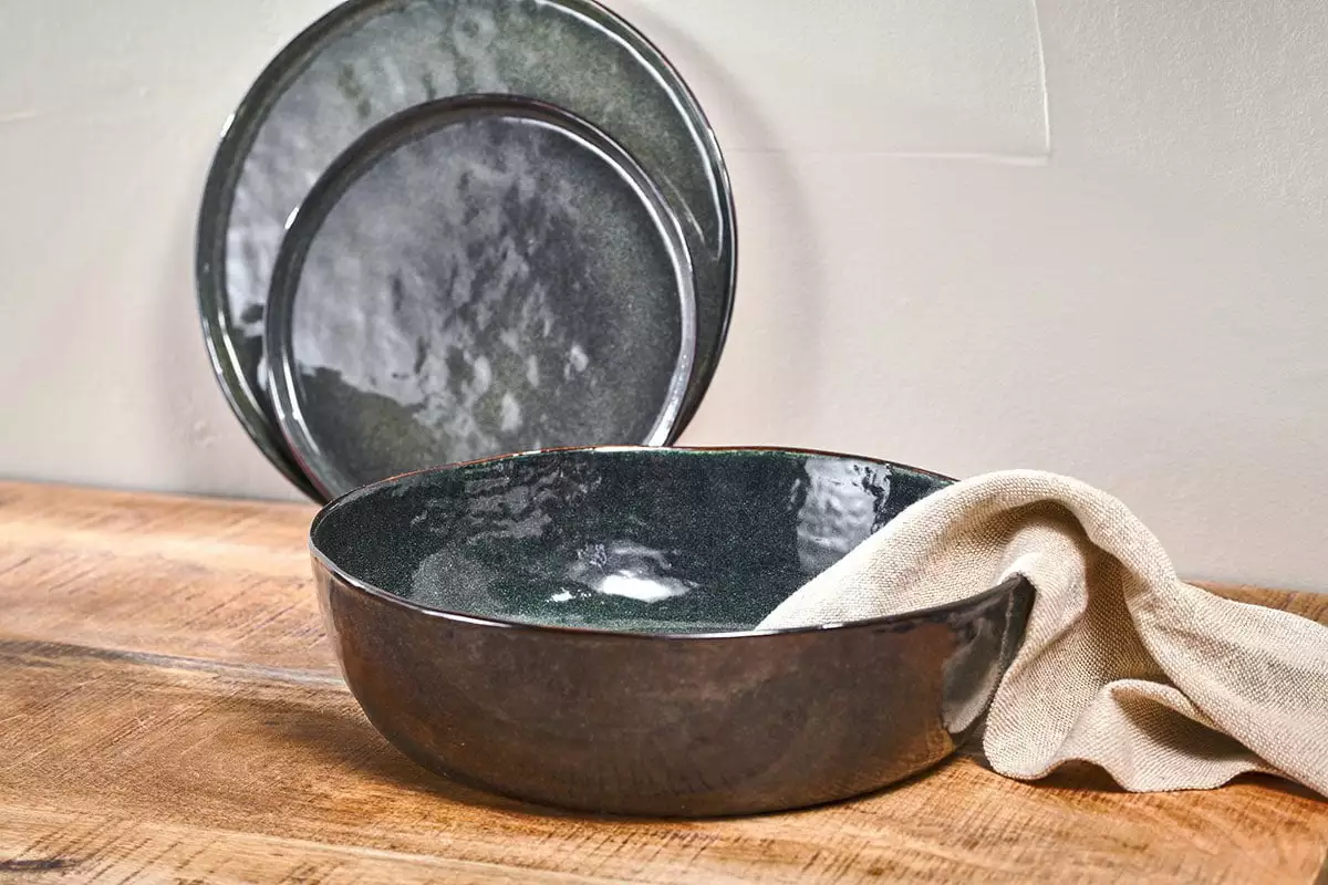 Nkuku Amina Serving Bowl - Sea Grey - Small New Arrivals 4 Nkuku Amina Serving Bowl - Sea Grey - Small New Arrivals