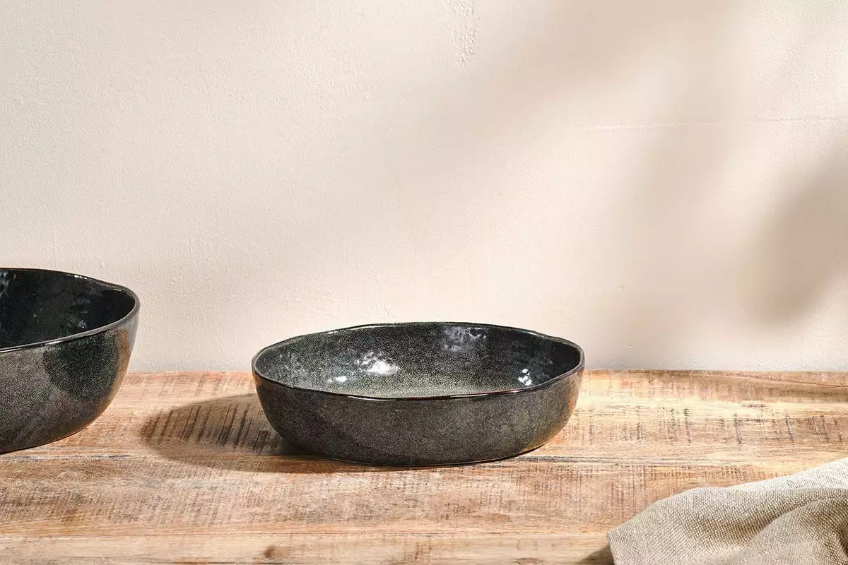 Nkuku Amina Serving Bowl - Sea Grey - Small New Arrivals 3 Nkuku Amina Serving Bowl - Sea Grey - Small New Arrivals