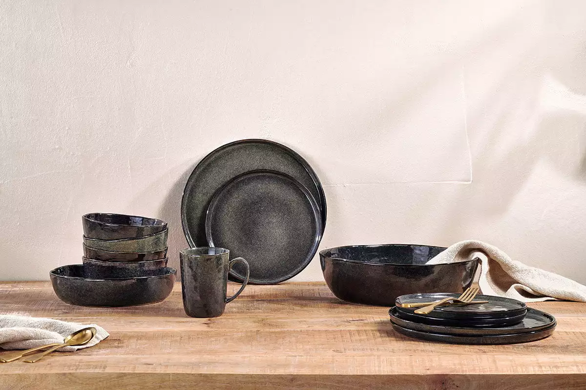Nkuku Amina Serving Bowl - Sea Grey - Small New Arrivals 6 Nkuku Amina Serving Bowl - Sea Grey - Small New Arrivals