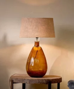 Nkuku Baba Glass Lamp - Burnt Amber - Large Tall