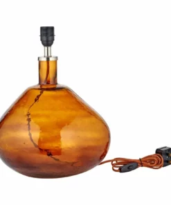 Nkuku Living Room Baba Glass Lamp - Burnt Amber - Large Wide