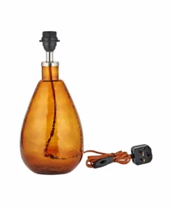 Nkuku Baba Glass Lamp - Burnt Amber - Small Tall Living Room