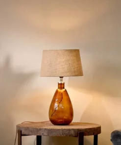 Nkuku Baba Glass Lamp - Burnt Amber - Small Tall Living Room