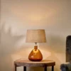 Nkuku Baba Glass Lamp - Burnt Amber - Small Wide