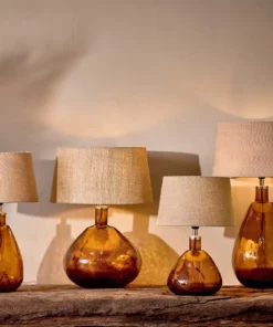 Nkuku Baba Glass Lamp - Burnt Amber - Small Wide