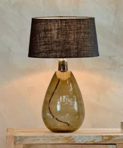 Nkuku Living Room Baba Green Smoke Glass Lamp - Large Tall