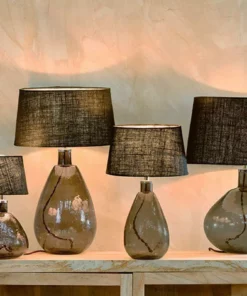 Nkuku Living Room Baba Green Smoke Glass Lamp - Large Tall