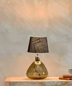 Nkuku Baba Green Smoke Glass Lamp - Small Wide