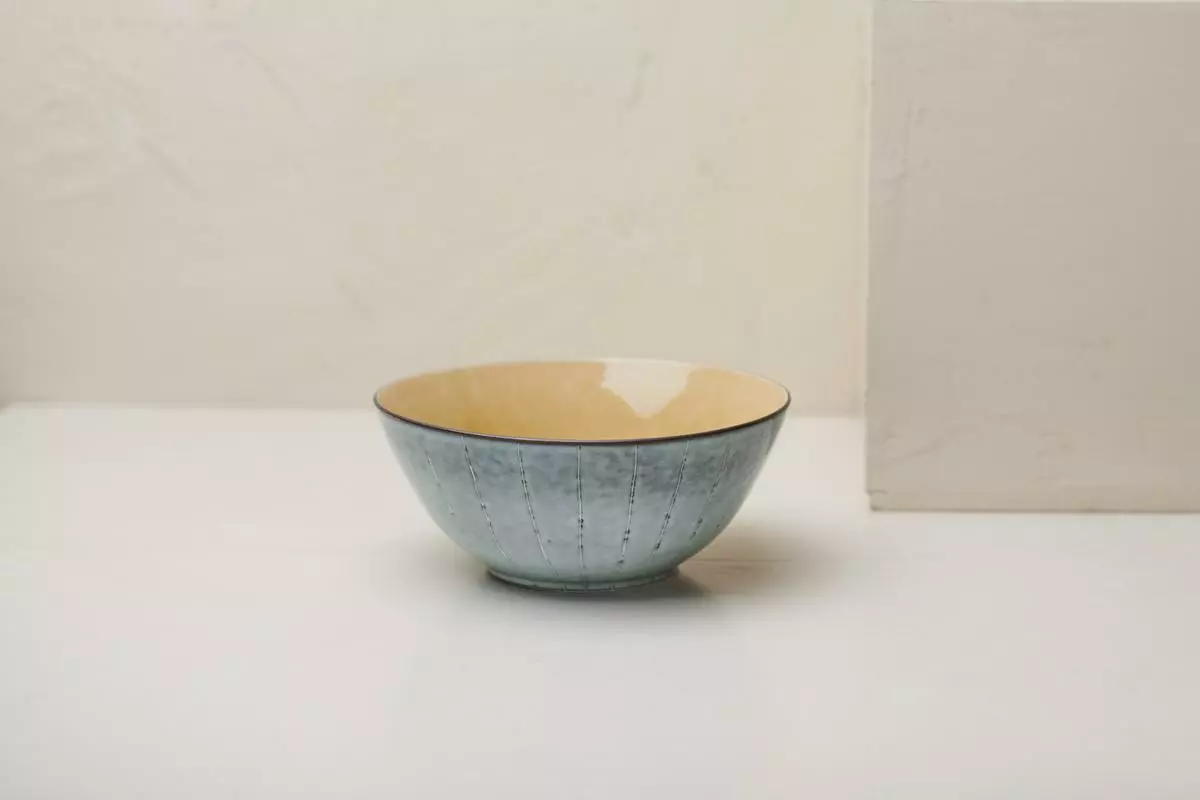 Nkuku Bao Ceramic Serving Bowl - Mustard 3 Nkuku Bao Ceramic Serving Bowl - Mustard