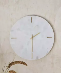 Nkuku Besa Marble Clock - White