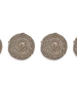 Nkuku Braided Hemp Coaster - Soft Grey (Set Of 4) Hemp Rugs & Accessories
