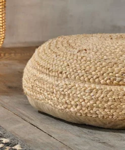 Nkuku Braided Hemp Pouf - Natural Soft Furnishings