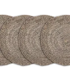 Nkuku Braided Hemp Tablemats - Soft Grey (Set Of 4)