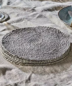 Nkuku Braided Hemp Tablemats - Soft Grey (Set Of 4)