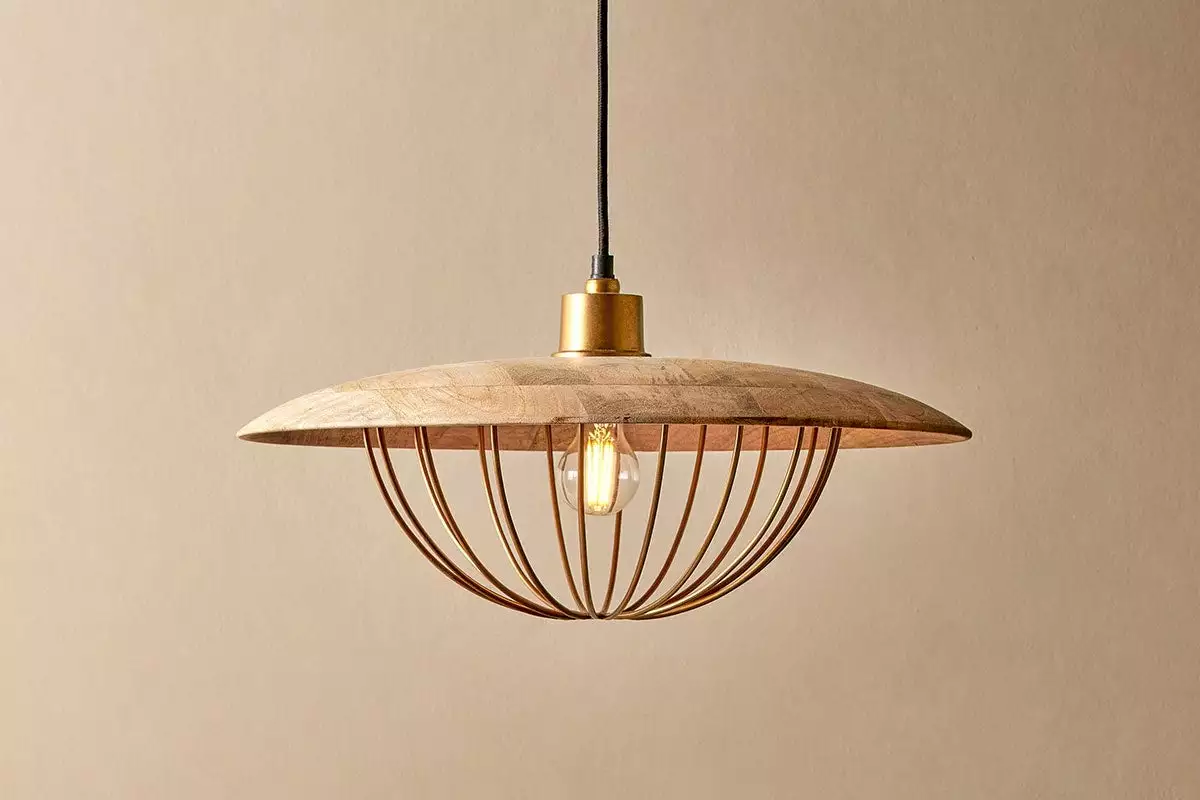 Nkuku New Arrivals Chakai Wood & Metal Pendant - Large 3 Nkuku New Arrivals Chakai Wood & Metal Pendant - Large