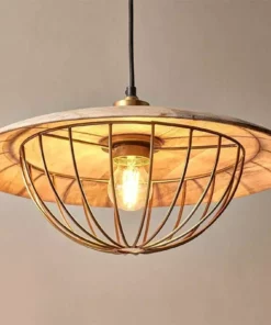 Nkuku New Arrivals Chakai Wood & Metal Pendant - Large