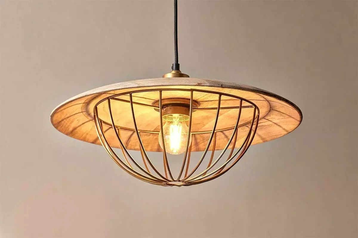 Nkuku New Arrivals Chakai Wood & Metal Pendant - Large 4 Nkuku New Arrivals Chakai Wood & Metal Pendant - Large