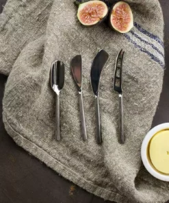 Nkuku Tableware Darsa Cheese Knife Set - Brushed Silver (Set Of 4)