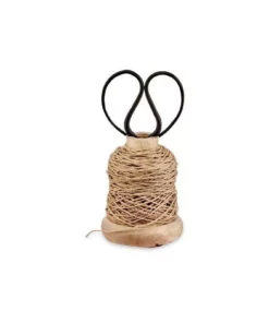 Nkuku Dende Wooden Bobbin With String & Scissors Planters & Vases