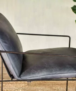 Nkuku Living Room Durium Leather Lounger - Aged Black