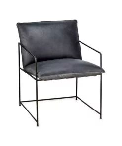 Nkuku Living Room Durium Leather Lounger - Aged Black