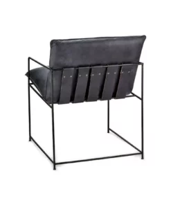 Nkuku Living Room Durium Leather Lounger - Aged Black