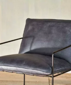 Nkuku Living Room Durium Leather Lounger - Aged Black