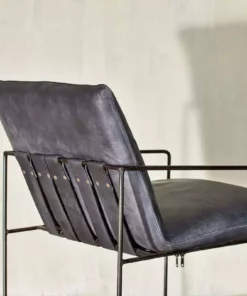 Nkuku Living Room Durium Leather Lounger - Aged Black