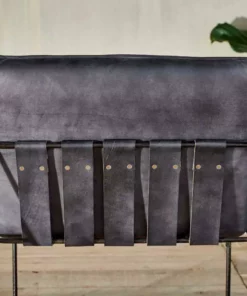 Nkuku Living Room Durium Leather Lounger - Aged Black
