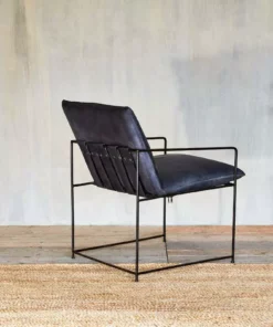 Nkuku Living Room Durium Leather Lounger - Aged Black