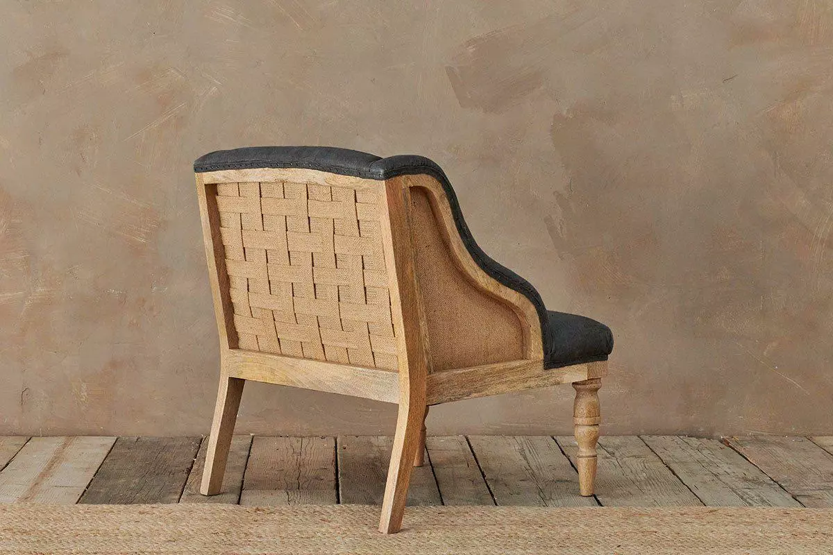 Nkuku Elbu Linen Armchair - Charcoal Living Room 5 Nkuku Elbu Linen Armchair - Charcoal Living Room