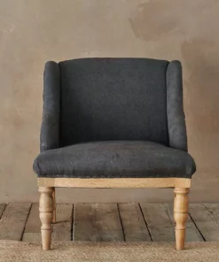 Nkuku Elbu Linen Armchair - Charcoal Living Room
