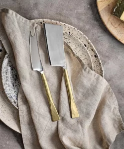 Nkuku Ena Cheese Knife Set - Brushed Gold (Set Of 2) Tableware