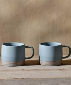 Nkuku Enesta Line Mug - Dusty Blue (Set Of 2) Tableware