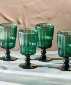 Nkuku Tableware Fali Wine Glass - Teal (Set Of 4)