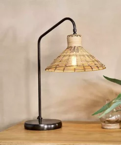 Nkuku New Arrivals Hathwa Rattan Desk Lamp