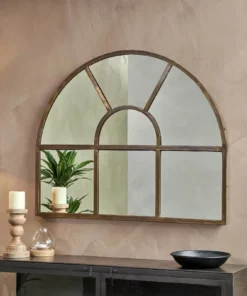 Nkuku Home Accessories Imoma Iron Overmantel Arch Mirror - Brass