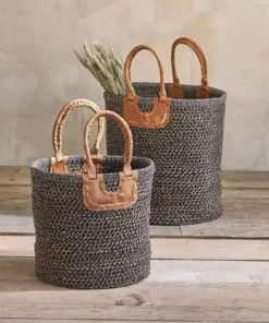 Nkuku Soft Furnishings Indra Coil Basket - Charcoal