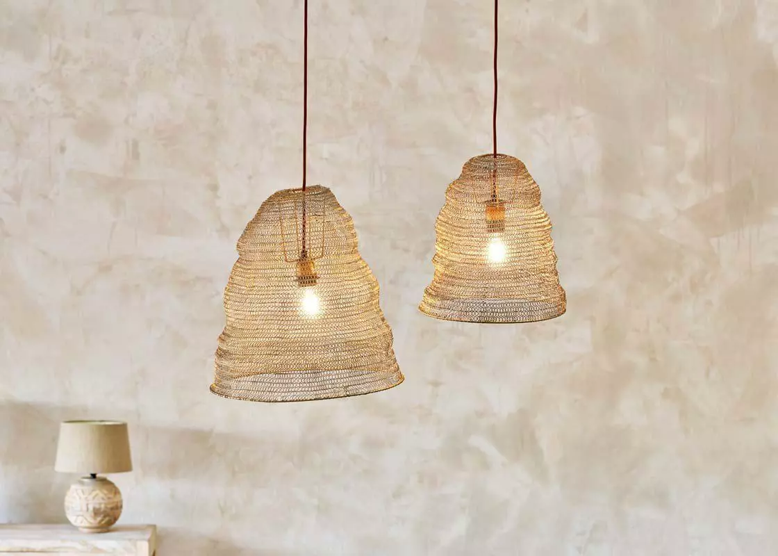 Nkuku Jatani Brass Wire Lampshade - Antique Brass Large 4 Nkuku Jatani Brass Wire Lampshade - Antique Brass Large