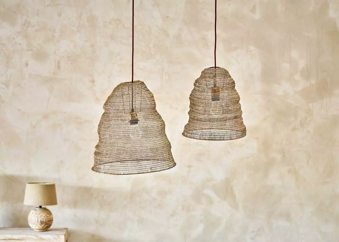 Nkuku Jatani Brass Wire Lampshade - Antique Brass Large 6 Nkuku Jatani Brass Wire Lampshade - Antique Brass Large